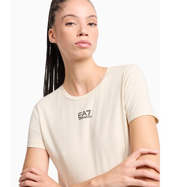 EA7 T-shirt z serii Logo wykonany z bawełny i elastycznego modalu    beżowy