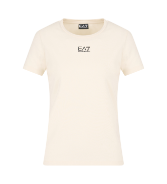 EA7 T-shirt z serii Logo wykonany z bawełny i elastycznego modalu    beżowy