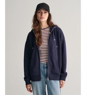 Gant Hoodie met marine schild ritssluiting