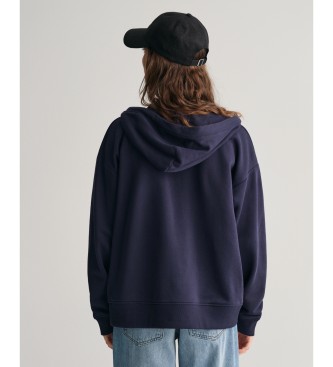 Gant Hoodie met marine schild ritssluiting