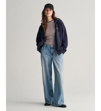 Gant Hoodie met marine schild ritssluiting