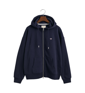 Gant Hoodie met marine schild ritssluiting