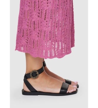 Pepe Jeans Kat Logo leren sandalen zwart