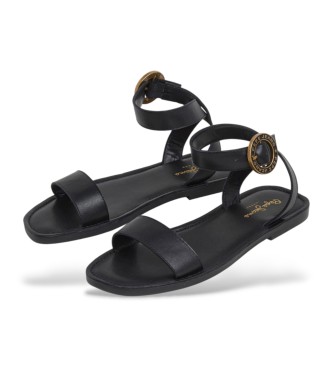Pepe Jeans Kat Logo leren sandalen zwart