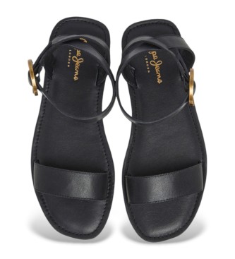 Pepe Jeans Kat Logo leren sandalen zwart