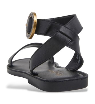 Pepe Jeans Kat Logo leren sandalen zwart
