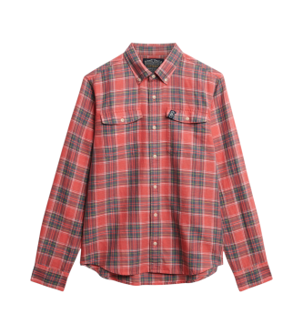 Superdry Camicia a quadri in lino rosso Merchant Store