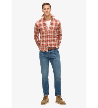 Superdry Biologisch katoenen overhemd met oranje vintage ruitpatroon