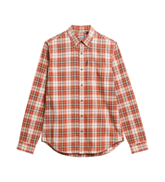 Superdry Biologisch katoenen overhemd met oranje vintage ruitpatroon