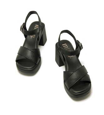 MTNG Eliana leren sandalen zwart -Hoogte hak 6cm