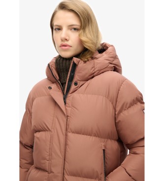 Superdry Giacca imbottita marrone con cappuccio e 5 deflettori