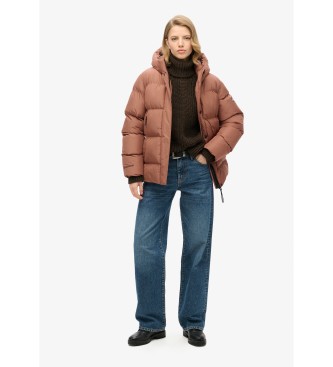 Superdry Giacca imbottita marrone con cappuccio e 5 deflettori