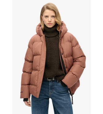 Superdry Giacca imbottita marrone con cappuccio e 5 deflettori