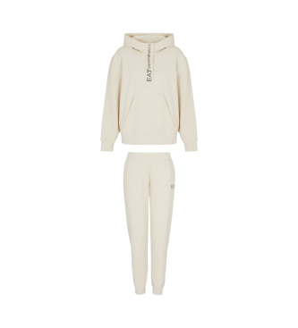 EA7 Strikket sjal i stretch-bomuld med htte i beige