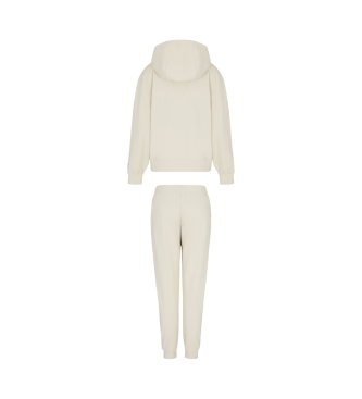 EA7 Strikket sjal i stretch-bomuld med htte i beige