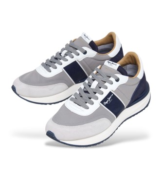 Pepe Jeans Skórzane sneakersy Buster Club w kolorze szarym