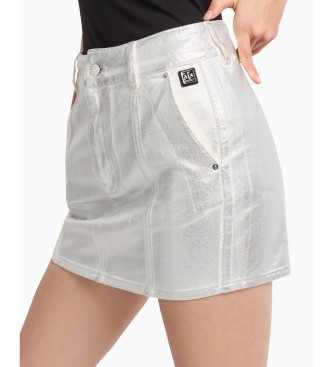 Armani Exchange Silver high waisted denim miniskirt