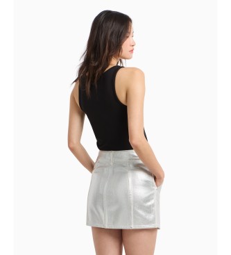 Armani Exchange Silver high waisted denim miniskirt