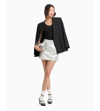 Armani Exchange Silver high waisted denim miniskirt