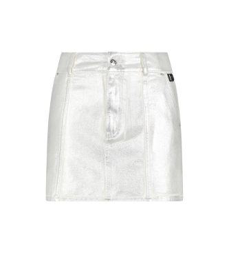 Armani Exchange Silver high waisted denim miniskirt