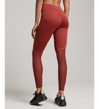 Superdry Tight leggings l�ng mesh Active r�d
