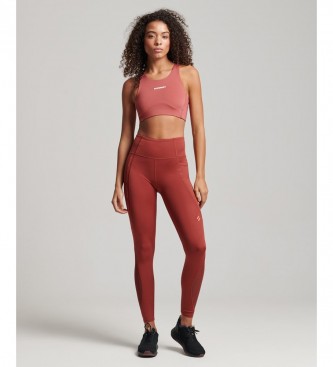 Superdry Tight leggings l�ng mesh Active r�d
