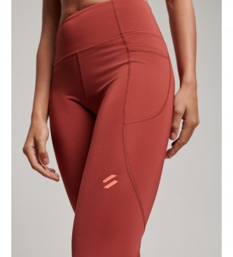 Superdry Tight leggings l�ng mesh Active r�d