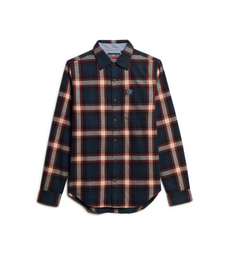 Superdry Koszula z bawełny organicznej w granatową kratę w stylu drwala