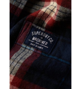Superdry Koszula z bawełny organicznej w granatową kratę w stylu drwala