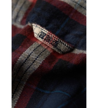 Superdry Koszula z bawełny organicznej w granatową kratę w stylu drwala