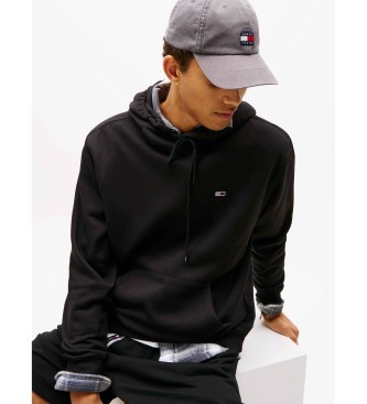 Tommy Jeans Sweatshirt i brstet fleece med htte, sort