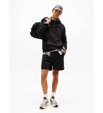 Tommy Jeans Sweatshirt i brstet fleece med htte, sort