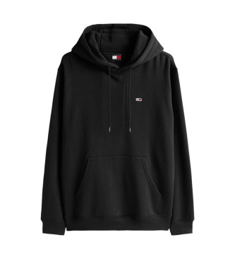 Tommy Jeans Sweatshirt i brstet fleece med htte, sort