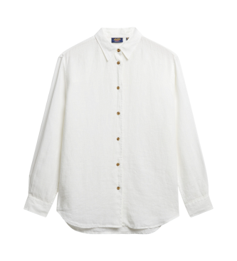 Superdry Linnen casual overhemd met witte boyfriend fit