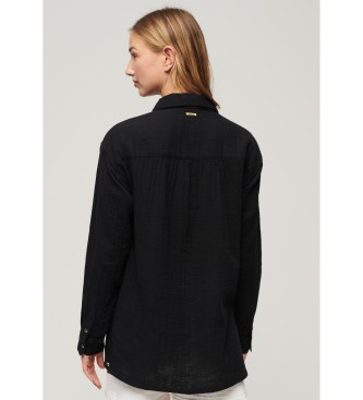Superdry Dolga črna majica za na plažo