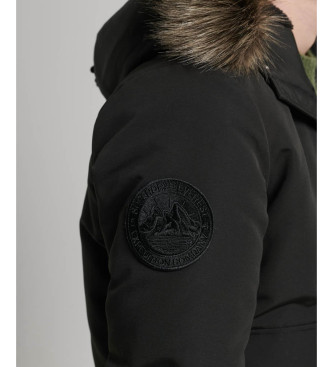 Superdry Everest black quilted hooded bomber jacket with hood