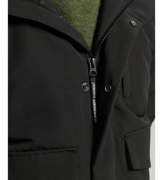 Superdry Everest black quilted hooded bomber jacket with hood