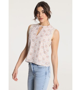 Victorio & Lucchino, V&L Top fluido con stampa floreale bianco sporco