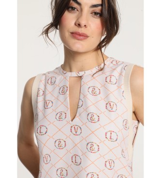 Victorio & Lucchino, V&L Top fluido con stampa floreale bianco sporco