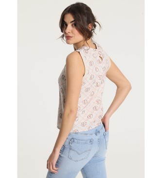 Victorio & Lucchino, V&L Top fluido con stampa floreale bianco sporco