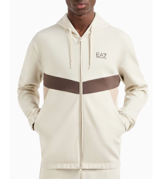 EA7 Summer Block Schal aus beiger Baumwollmischung