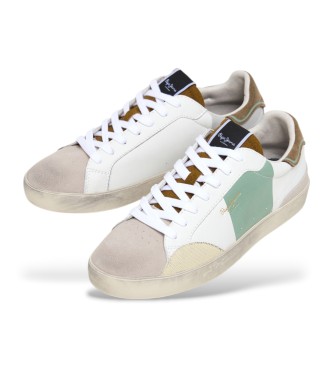 Pepe Jeans Skórzane trampki Lane białe