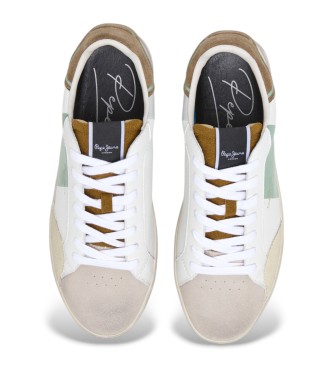 Pepe Jeans Skórzane trampki Lane białe