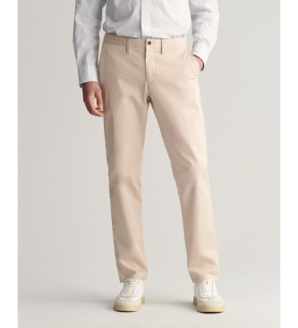Gant Pantaln chino Slim Fit de sarga beige