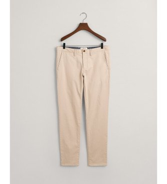 Gant Pantaln chino Slim Fit de sarga beige
