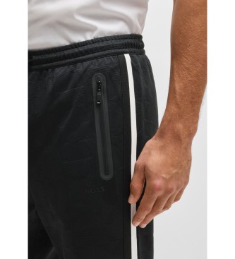 BOSS Pantaloni della tuta dalla vestibilit comoda con cerchi in tessuto jacquard nero