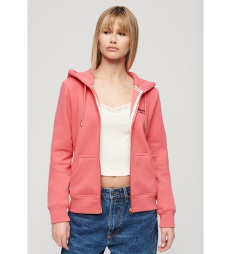 Superdry Hooded sweatshirt met rits en logo Essential roze