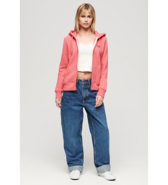 Superdry Hooded sweatshirt met rits en logo Essential roze