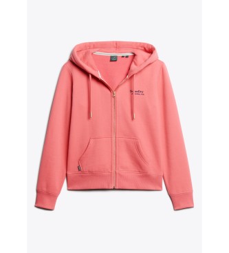 Superdry Hooded sweatshirt met rits en logo Essential roze