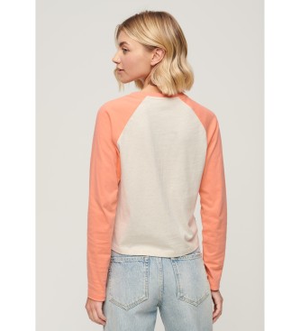 Superdry Baseball T-shirt with logo Essential beige, orange